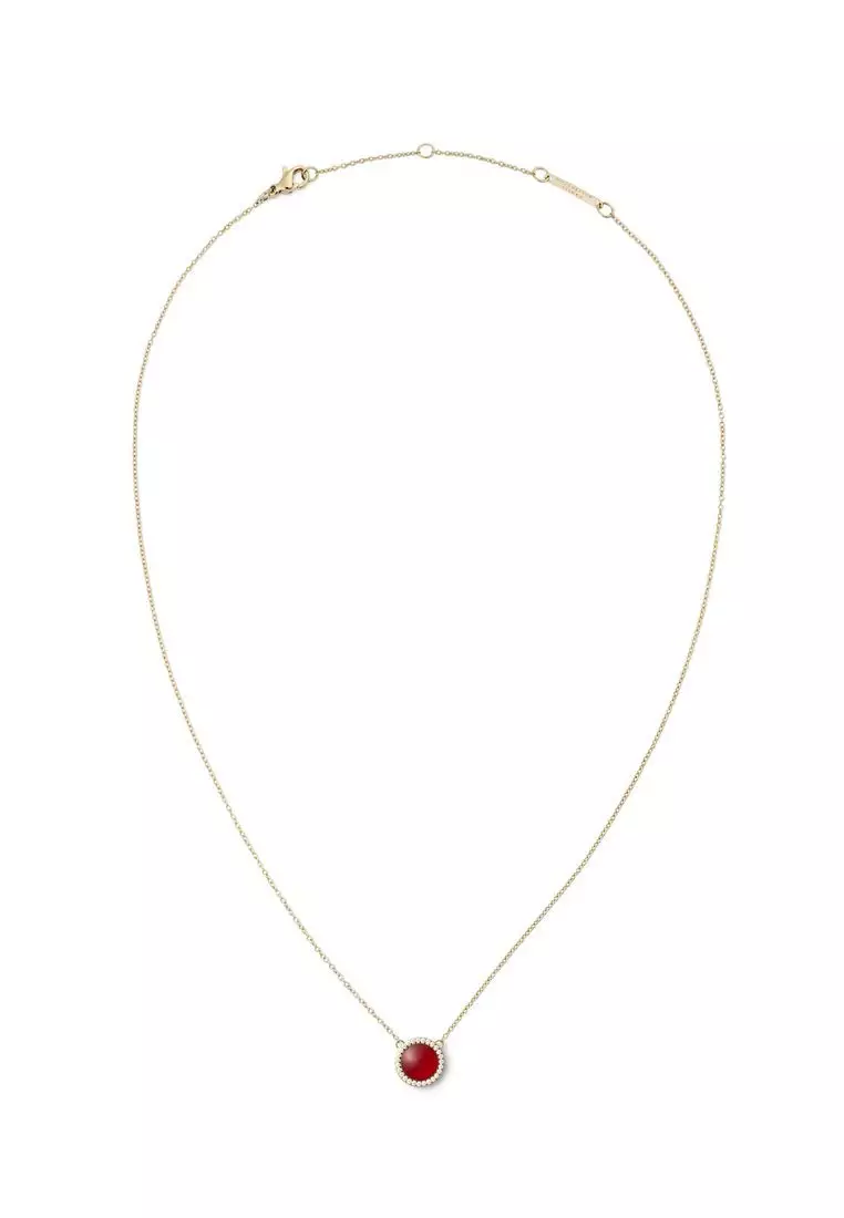 Audrey Necklace Red Agathe Gold - Unisex Necklace for women and men stainless steel Necklace DW Official Authentic Original kalung perempuan lelaki DW