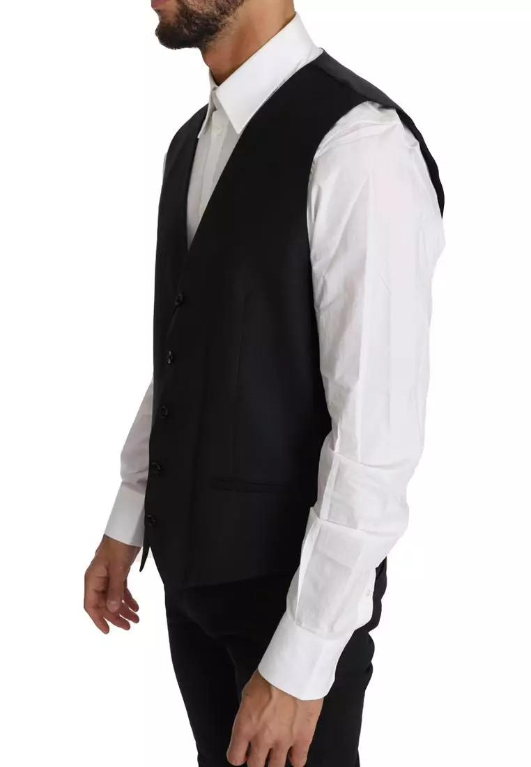 Dolce & Gabbana Black Wool Waistcoat Dress Formal Vest main image 0