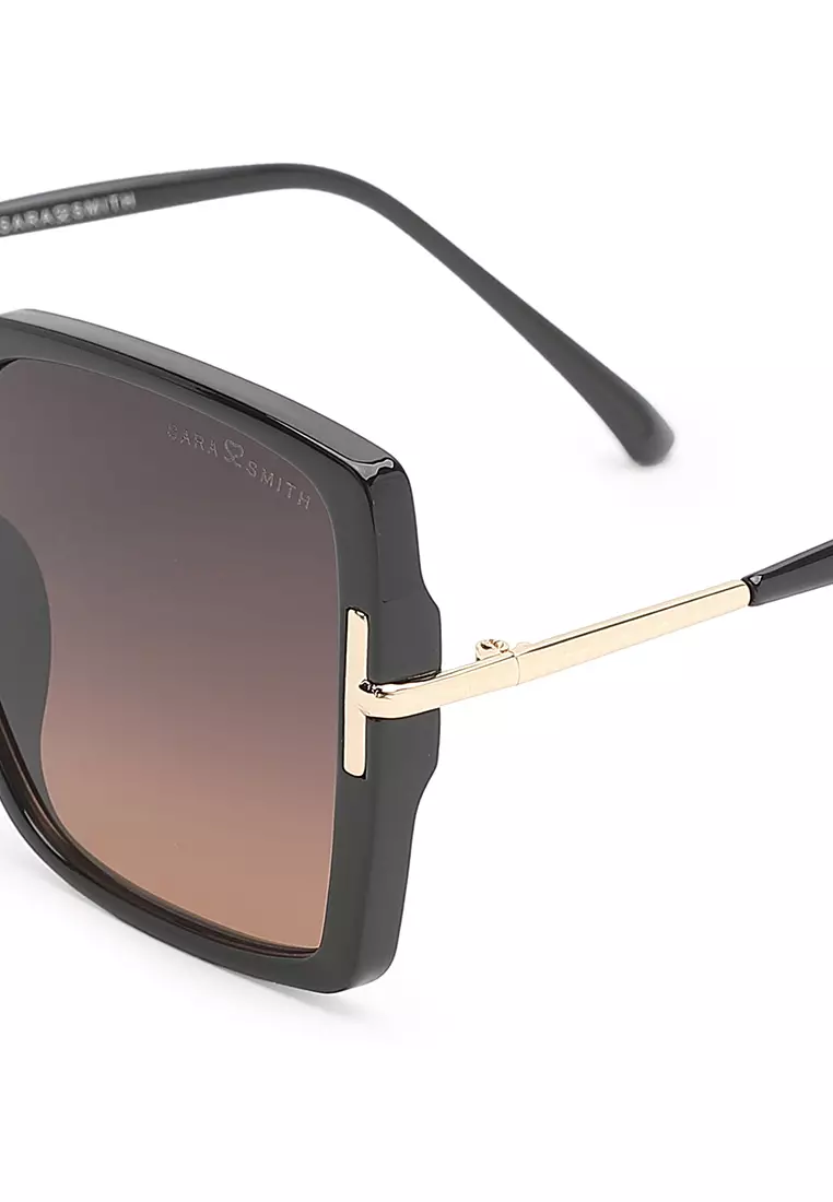 Unisex Fashion Sunglasses (Kacamata Hitam) - Hitam / Abu-Abu / Oranye