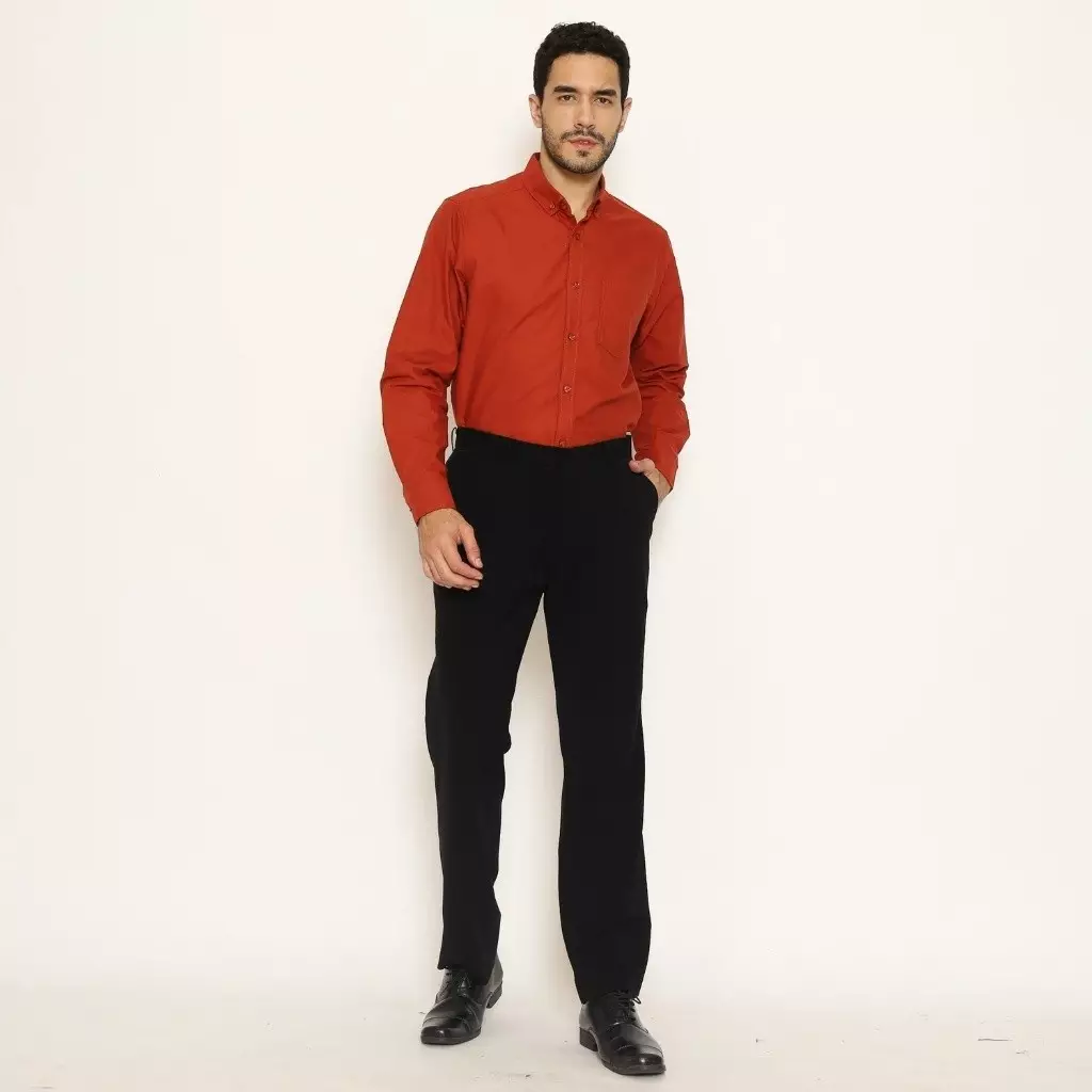 Lawell Celana Panjang Pria Hitam ORTIZ | Celana Formal Regular Fit 4-Way Stretch Poly Premium