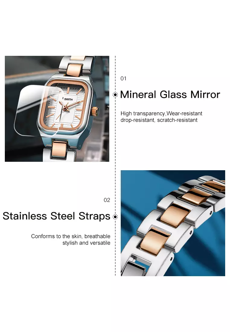 Jam Tangan Wanita Original Korea Fashion Anti Air Tali Stainless Steel Jam Tangan Cewek gold white
