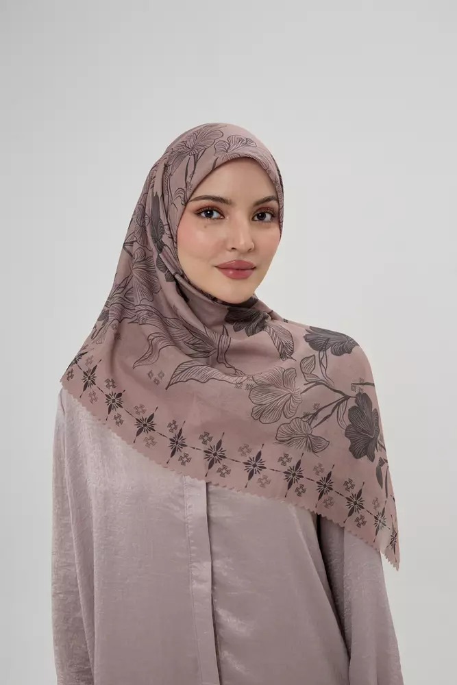 MFMW Twilight Scarf - Kerudung Segi Empat Premium Motif Bunga - Wood