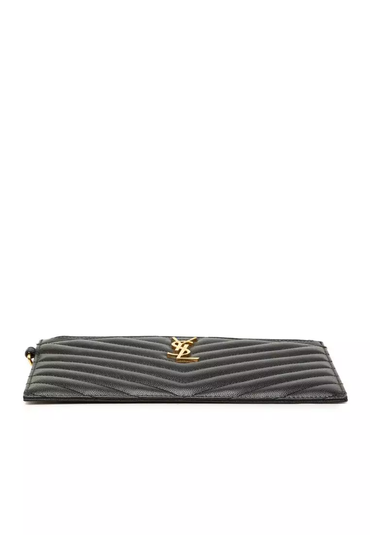 Pre-Loved Saint Laurent Large Grain De Poudre Matelasse Cassandre Zip Pouch