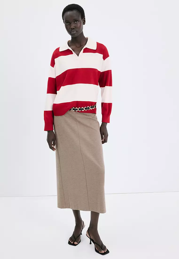 Striped Polo-Neck Sweater