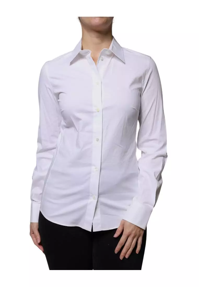 Dolce & Gabbana White Cotton Collared Long Sleeves Shirt Top main image 0