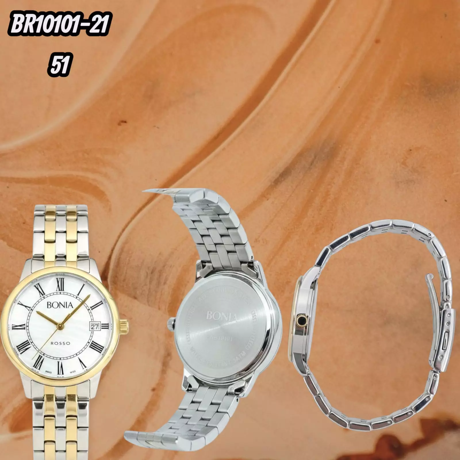 Bonia BR10101-2151 Silver Kombinasi  Dasar Putih Mutiara Cewek
