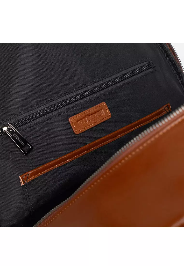 Backpack Tas Ransel Kulit Pria Gino Mariani Alwine Brown