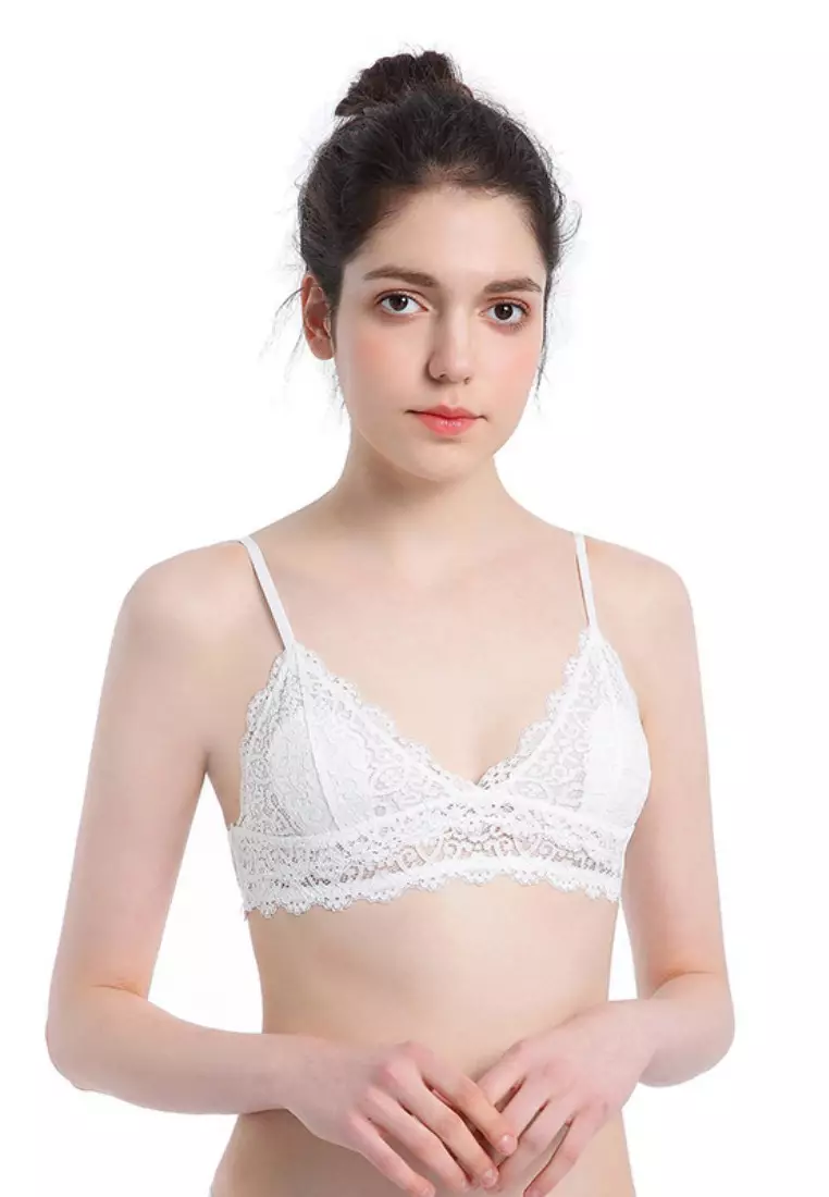 LYCKA LKS2081-LYCKA Lady Sexy Lace Bra-White 2024, Buy LYCKA Online