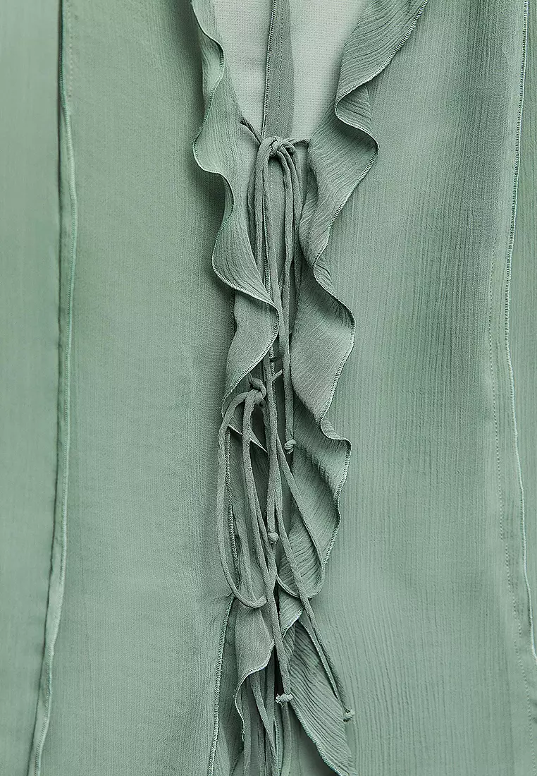ZARA Frill Semi-Sheer Blouse 2025 | Buy ZARA Online | ZALORA