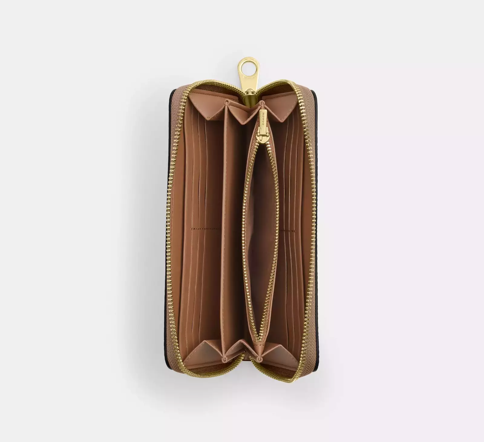 Long Zip Around Wallet In Signature Canvas Gold/Tan/Brown