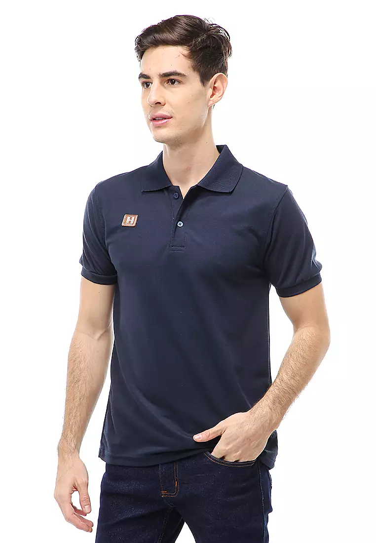 Jack Atasan Formal Pria T-Shirt Kaos Polo Polos Lengan Pendek Material Cotton ORIGINAL - Navy