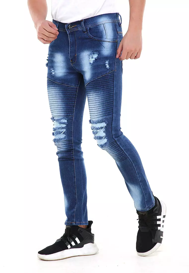 Locko Celana Panjang Denim Pria Ripped Korean Style Casual Long Pants Material Jeans ORIGINAL