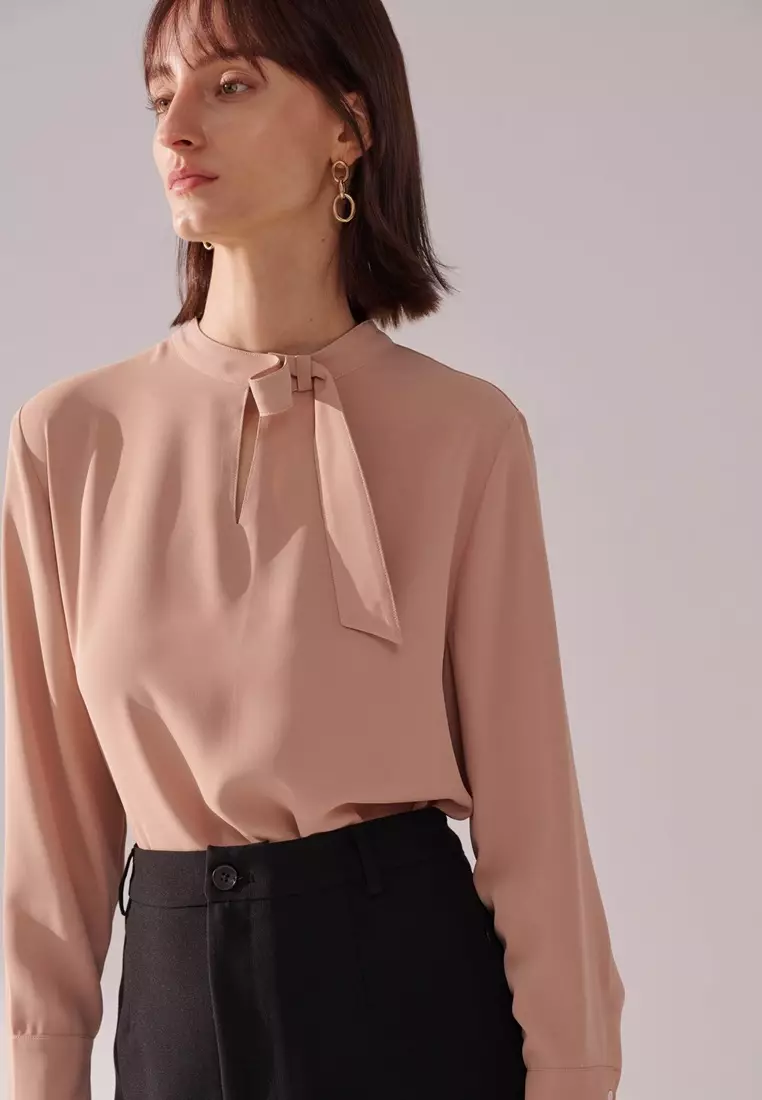 Mist Peach Tie Blouse