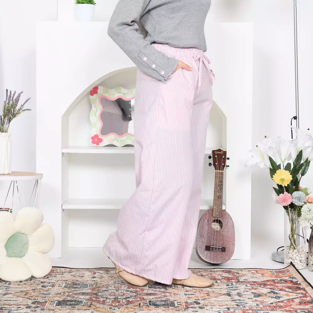 Shaya Stripe Pants - Cot. Stripe Pink M19836 R60S2