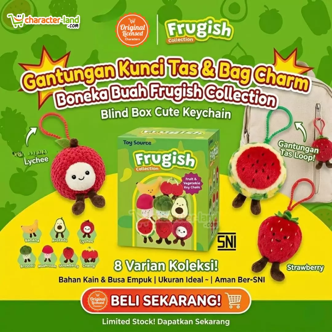 Mystery Blind Box Frugish Collection - Gantungan Kunci Tas Boneka Plush Buah Sayur Lucu 10cm