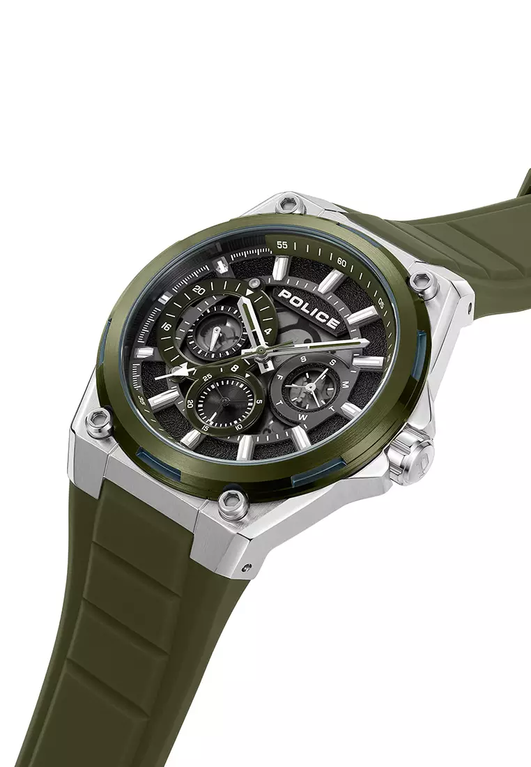 Police Salkantay Green Rubber Analog Quartz Watch For Men PPEWJQ2203242