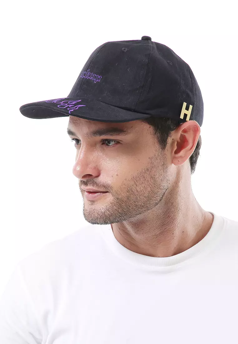 Drsh Aksesoris Fashion Topi Baseball Caps Unisex Desain Bordir Lockup Material Rafel Denim ORIGINAL - Black