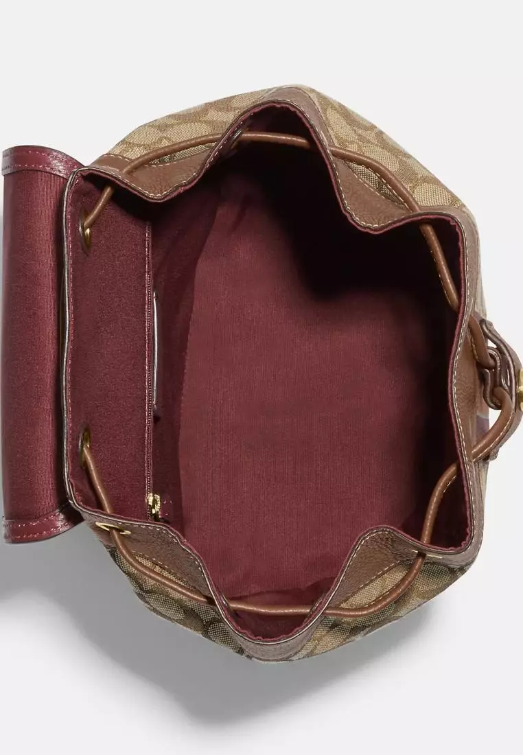 Coach Dempsey Drawstring Backpack In Signature Jacquard With Stripe And Coach Patch Saddle Multi