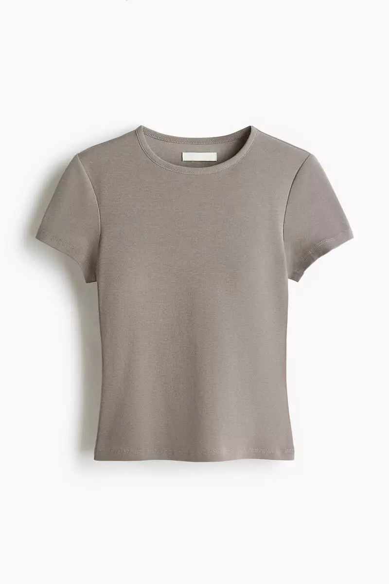 Integral-bra cotton T-shirt