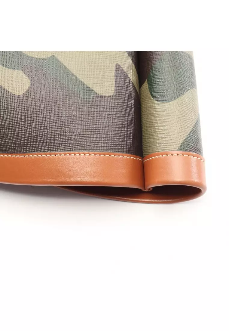 Pre-Loved Celine Kufan camouflage Shoulder bag PVC leather green Brown multicolor