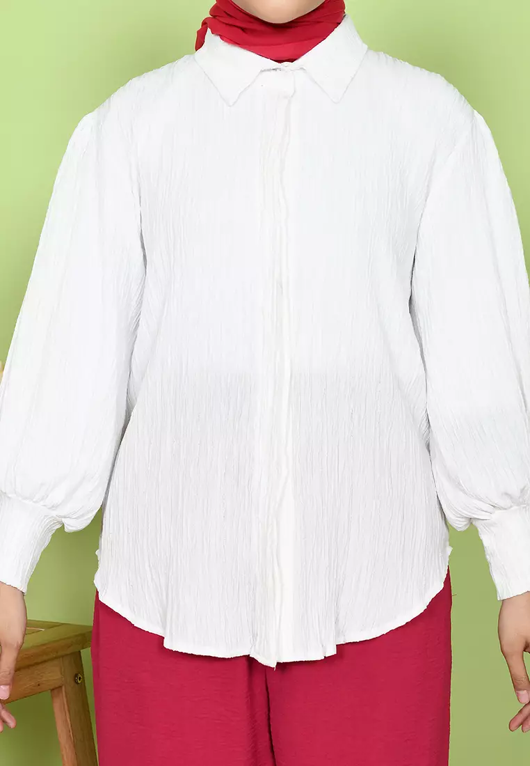 Crushy Kemeja Balon Broken White M17225 R86S4