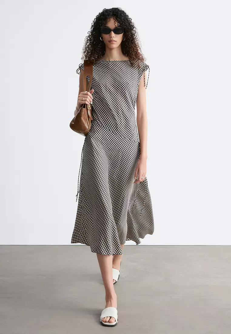 Asymmetric Draped Midi Dress