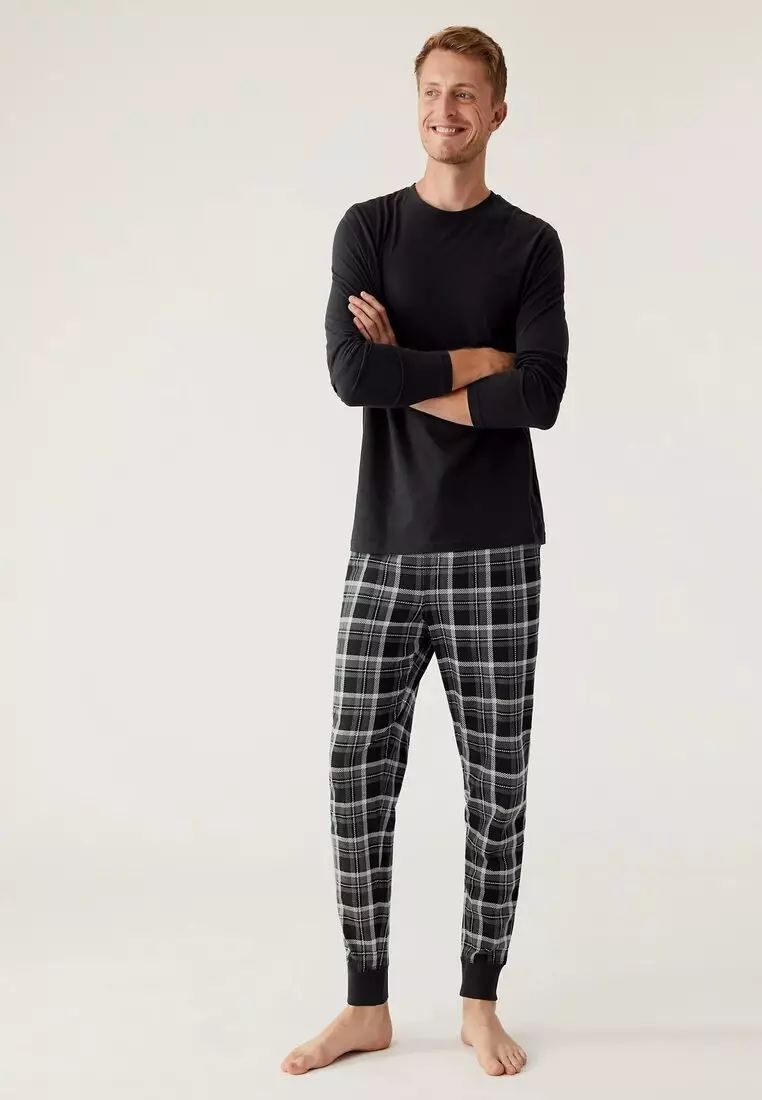 Buy MARKS & SPENCER M&S Collection Pure Cotton Checked Loungewear