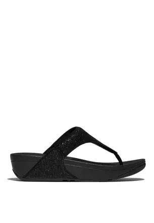 FitFlop Lulu Crinkled Shimmer Sandals - Metallic Black