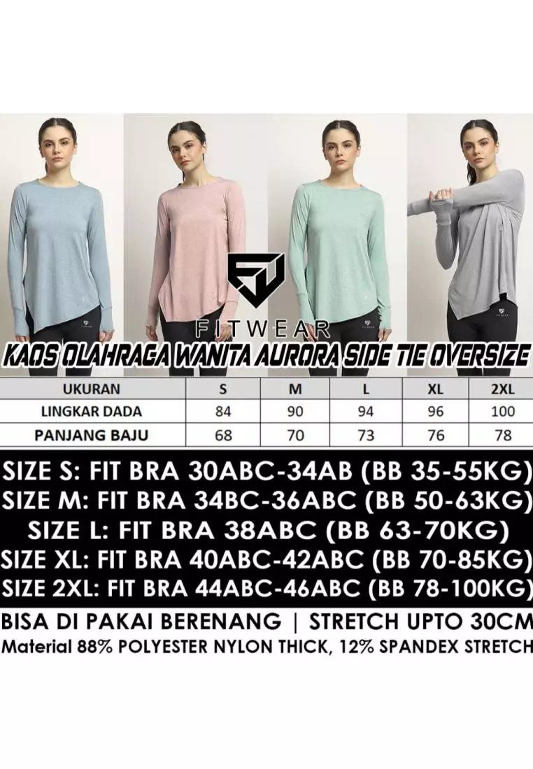 Fitwear - Kaos Olahraga Wanita FITWEAR NEW AURORA DRYFIT SIDE TIE OVERSIZE L/S - MINT