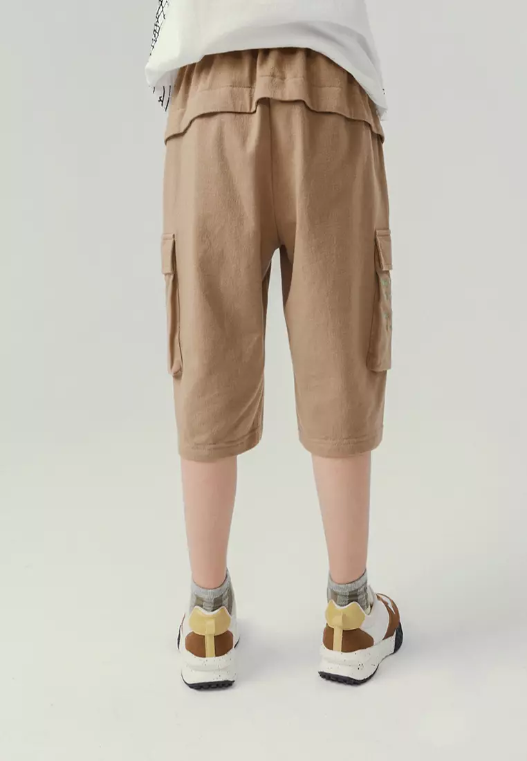 Cargo Shorts With Letter And Graphic Print