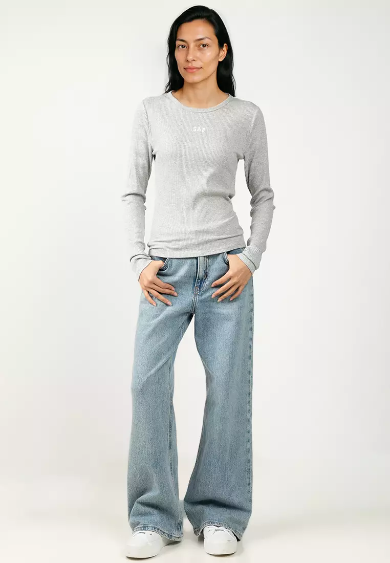 International Long Sleeve Modern Ribbed Cropped Tee