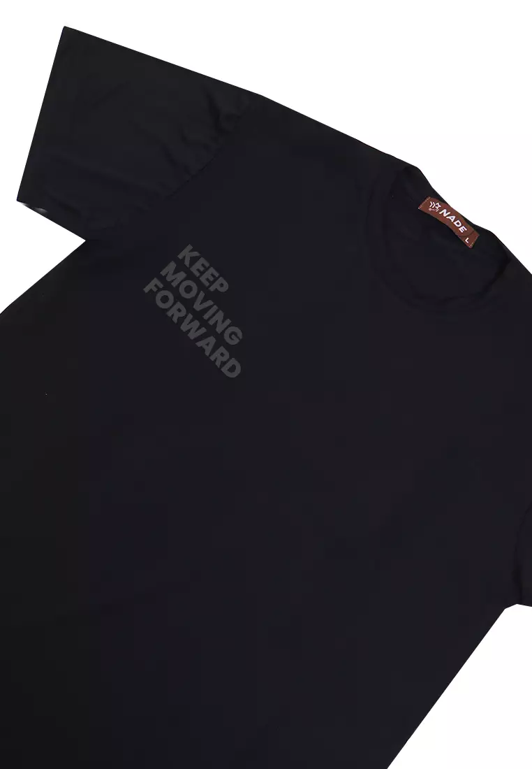 NTD92 Kaos Gym Stretch Nade "keep moving forward" hitam