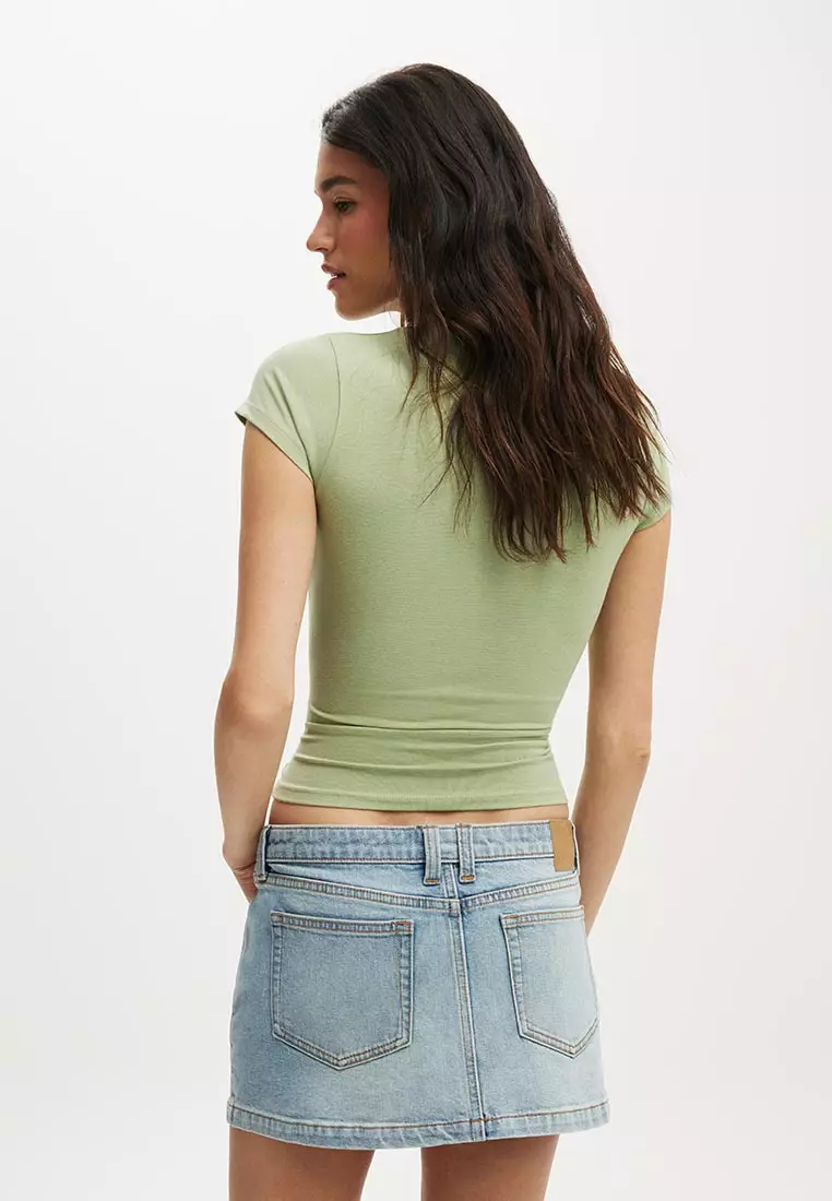 Micro Low Denim Skirt