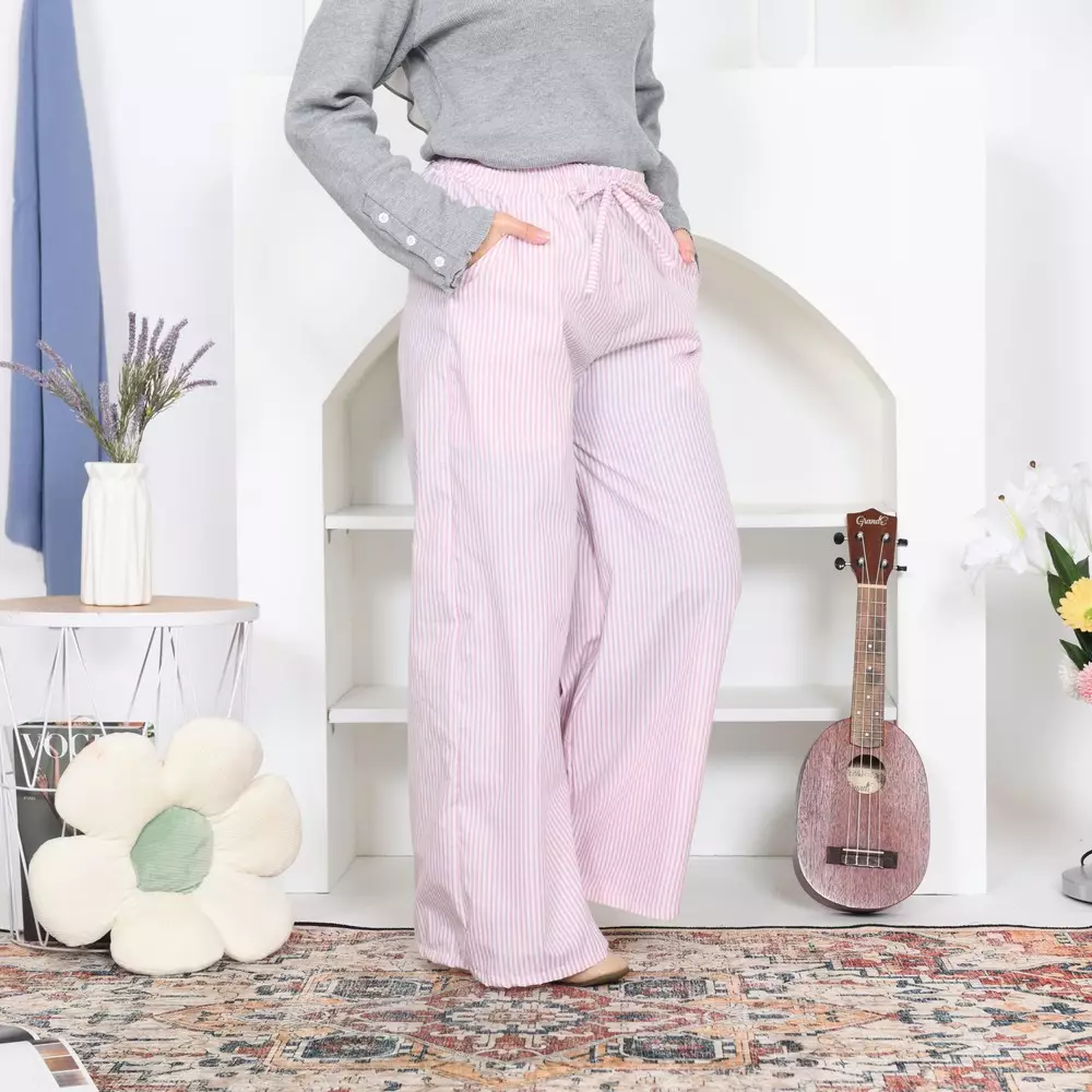 Shaya Stripe Pants - Cot. Stripe Pink M19836 R60S2
