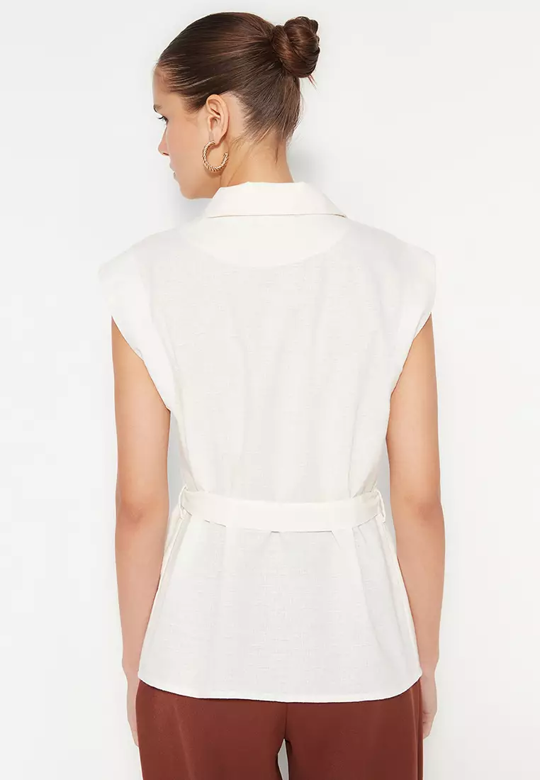 Buy Trendyol Button Detail Waist Belt Top 2024 Online ZALORA