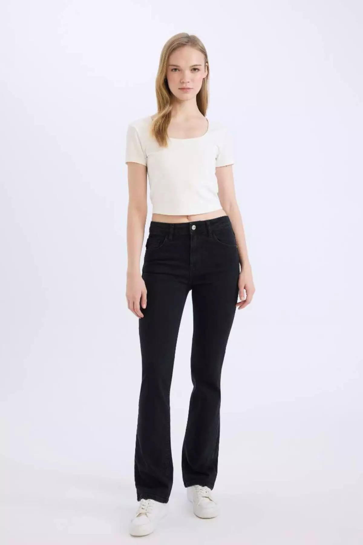 Fitted U Neck Basic Plain Short Sleeve T-Shirt C6102Ax25Sm