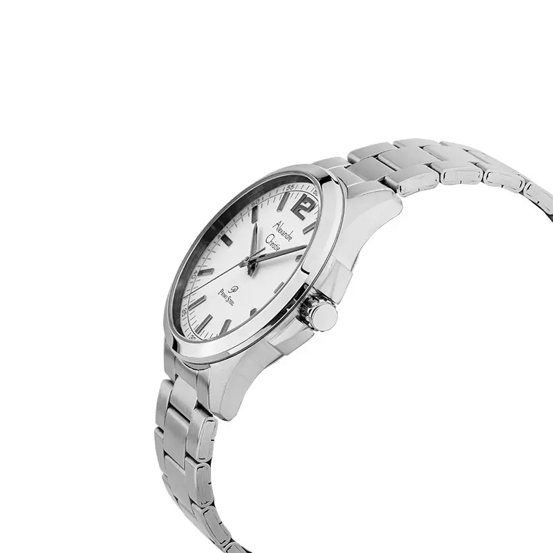 Jam Tangan Pria Alexandre Christie Primo Steel AC 1031 MD BSSSL Men Silver Dial Stainless Steel Strap