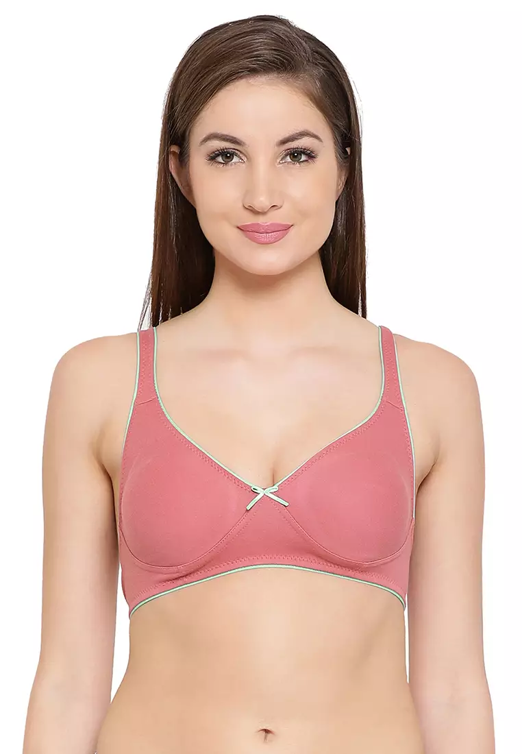 Buy Clovia Cotton Rich Non-padded Non-wired Front Open T-shirt Bra In Blue  online