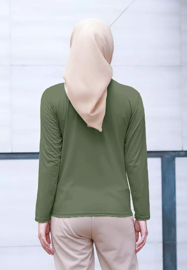 Cotton Bee - Manset Lengan Panjang Aneisha Inner Rayon - Army Green - L 