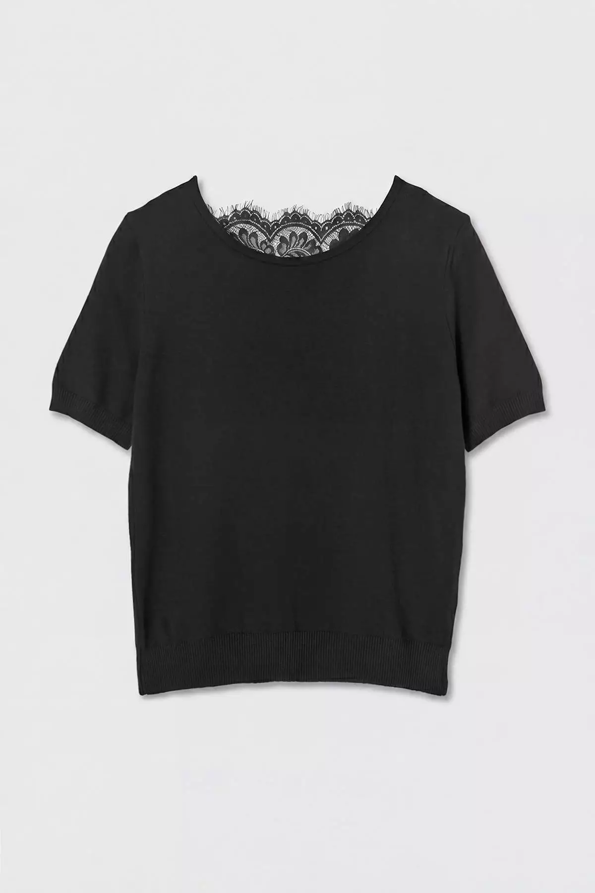 Black Back Lace Detailed Knitwear Blouse Twoss26Bz00896