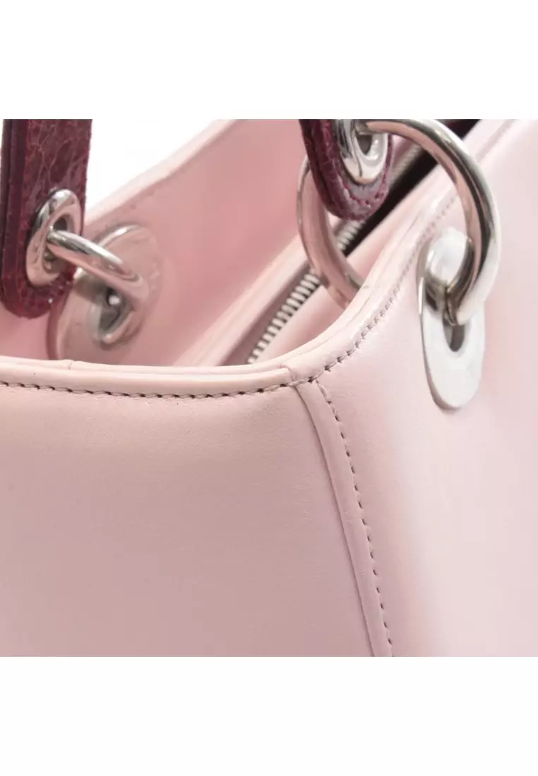 Pre-Loved Christian Dior LADY DIOR lady dior Handbag heart patch leather Light pink Bordeaux 2WAY