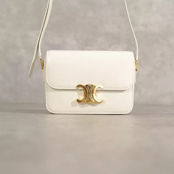 Tas CELINE TEEN TRIOMPHE CALFSKIN IVORY WHITE SHOULDER BAG 100% ORIGINAL