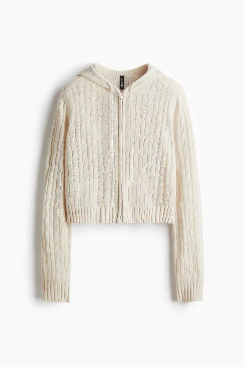 Zip-through hooded cardigan