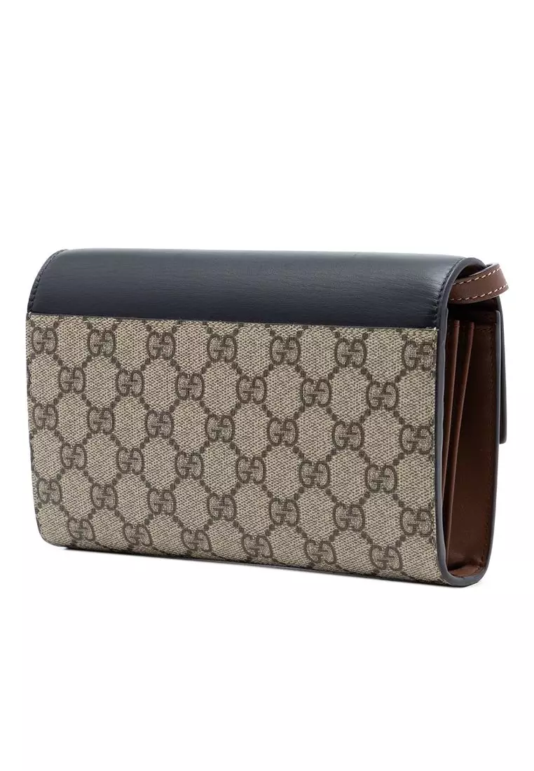 Pre-Loved Gucci Small Gg Supreme Padlock Wallet On Strap