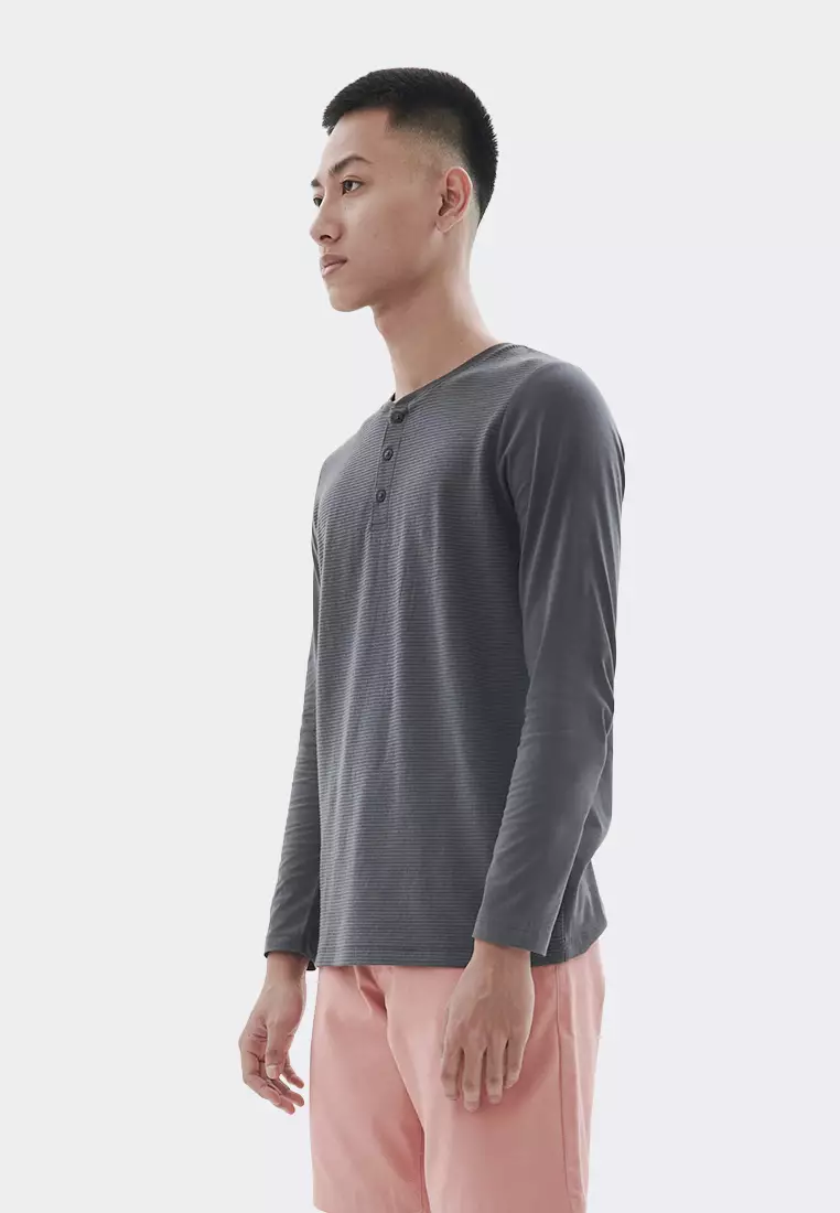 Jual MANZONE MANZONE Kaos pria lengan panjang EAST BESTBUYGREY