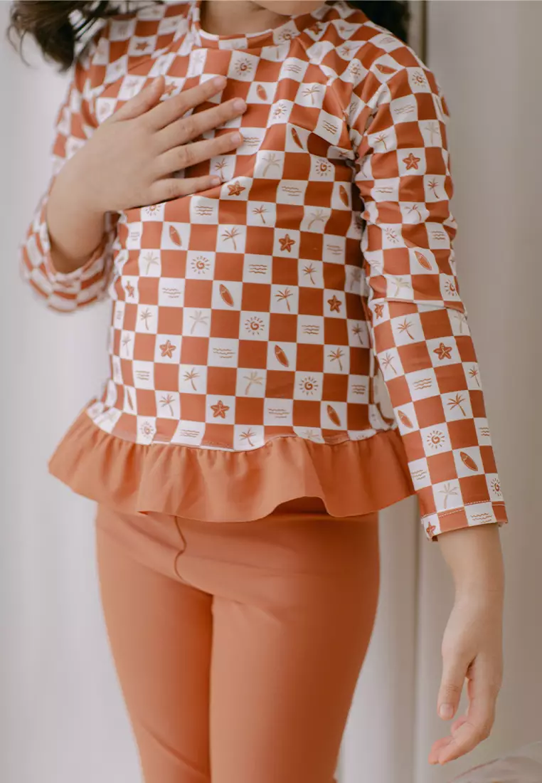 Soleil Girls Ruffles Two Pieces - Gingham Autumnal