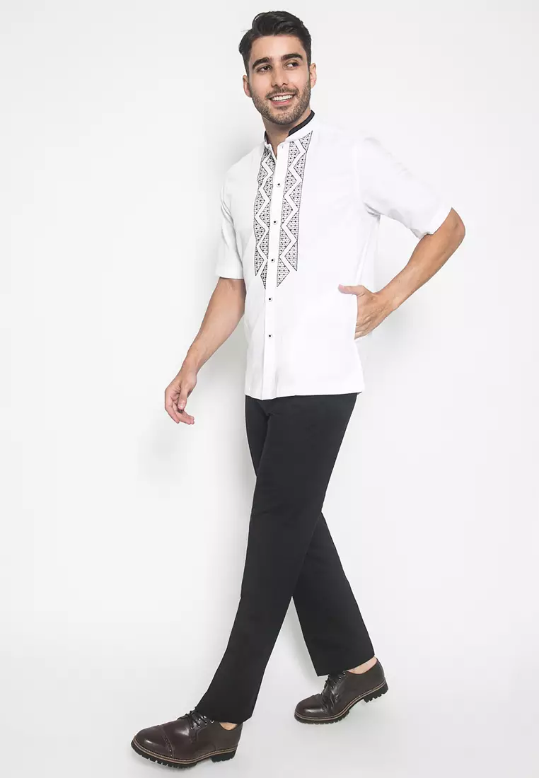 LGS - Baju Koko - Motif Zigzag - Putih - Regular Fit - CSH.285.B1022K.318.C