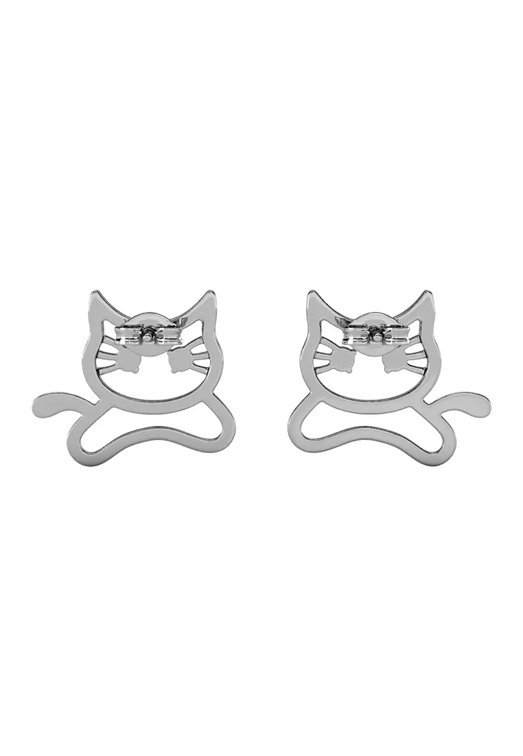 Meowy Earrings WG - Anting Crystal Swarovski by Her Jewellery