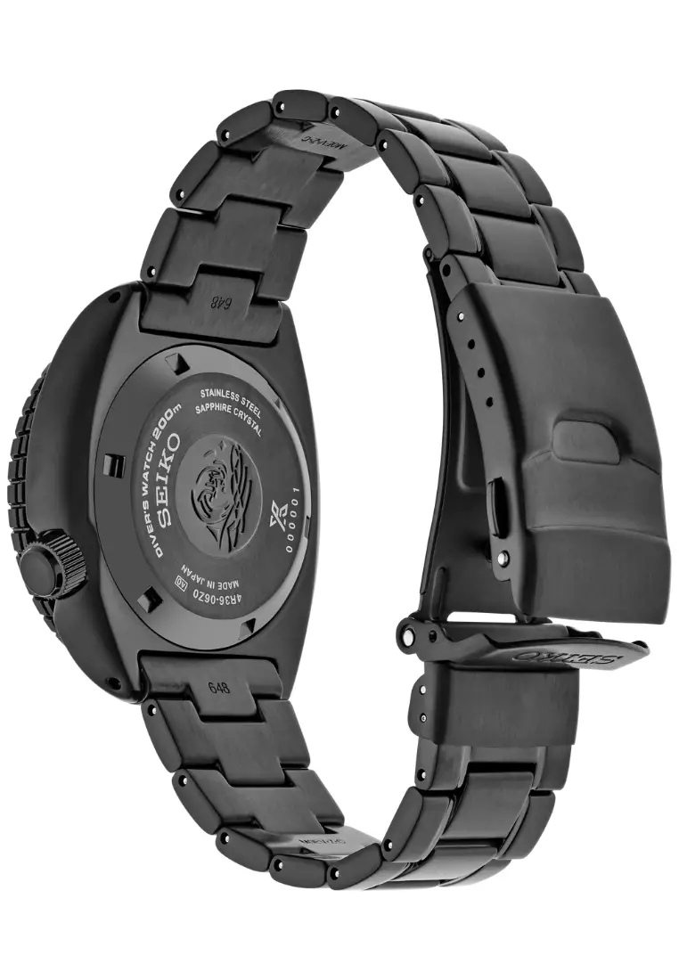 Seiko Prospex The Black Series ‘Night Vision’ Turtle Diver Black Stainless Steel Band Automatic Watch SRPK43K1