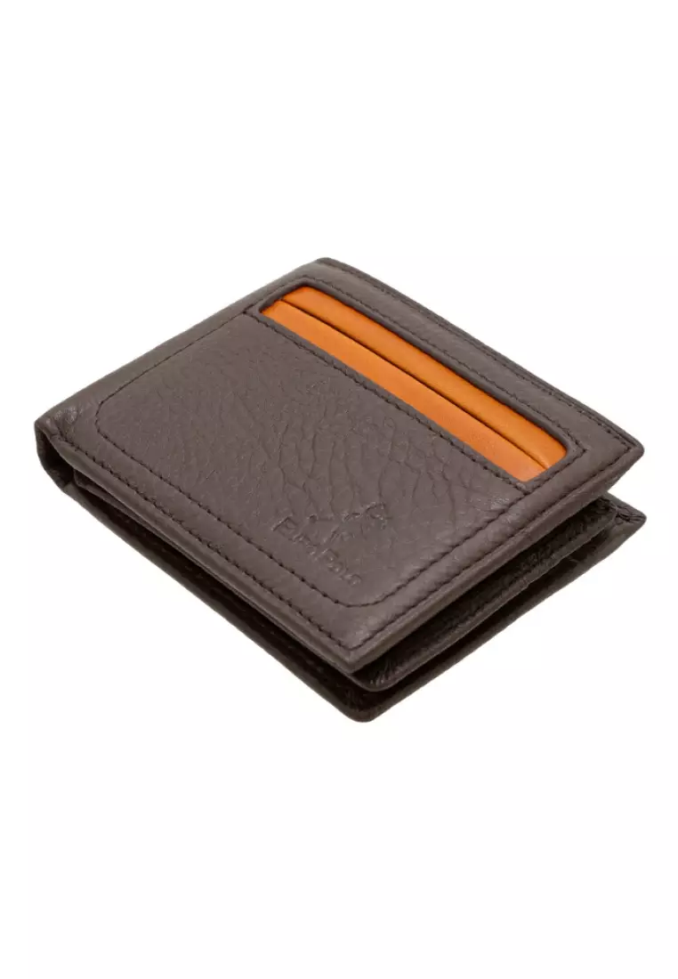Pebble Leather Flip ID Cards Bifold Wallet EWB 40353